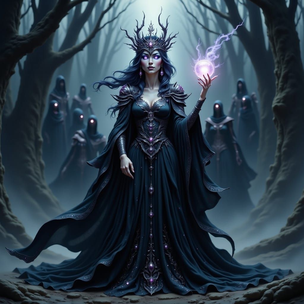 Ender Queen in Twilight Realm, Mystical Illustration