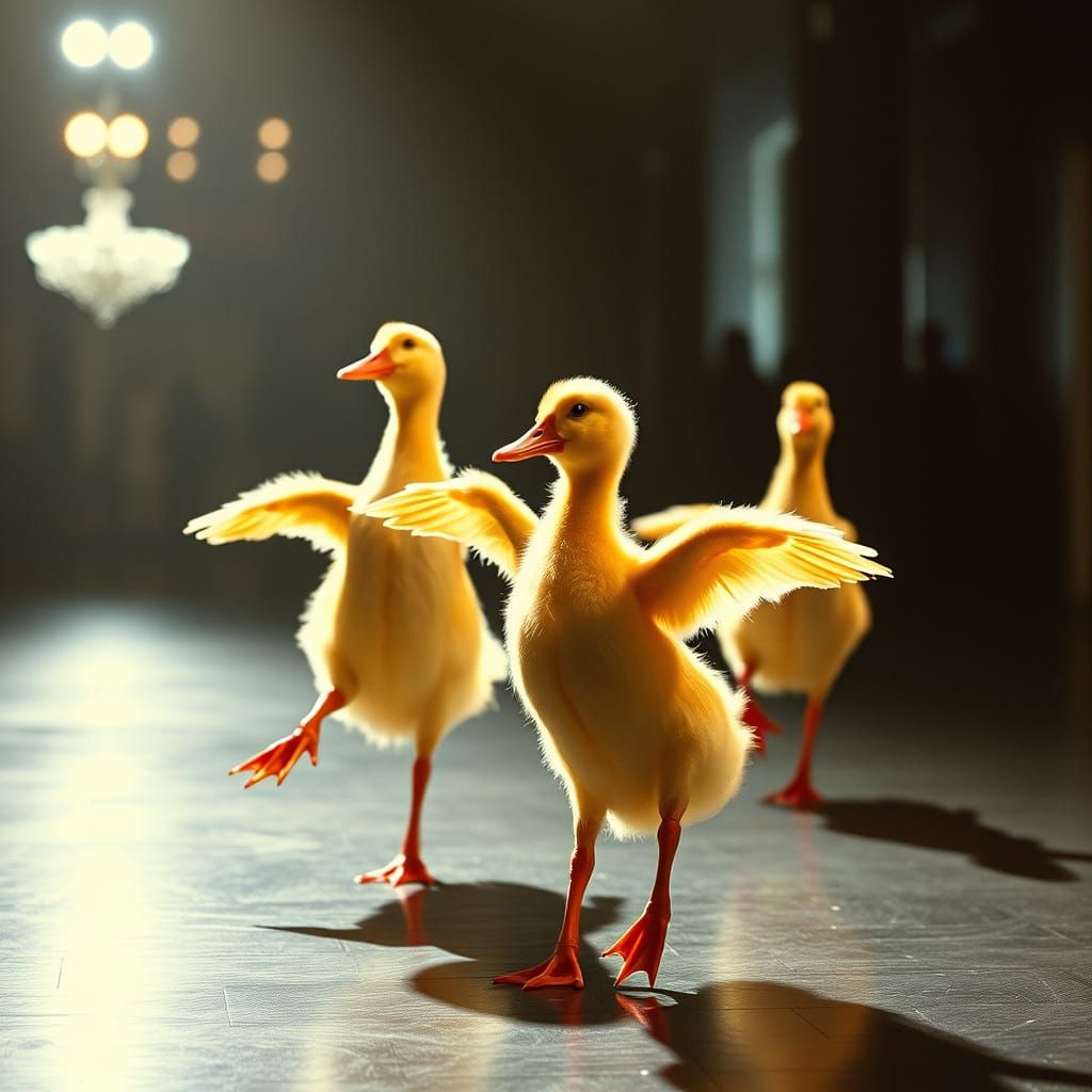 Ducklings Dancing in a Fosse-Inspired Musical