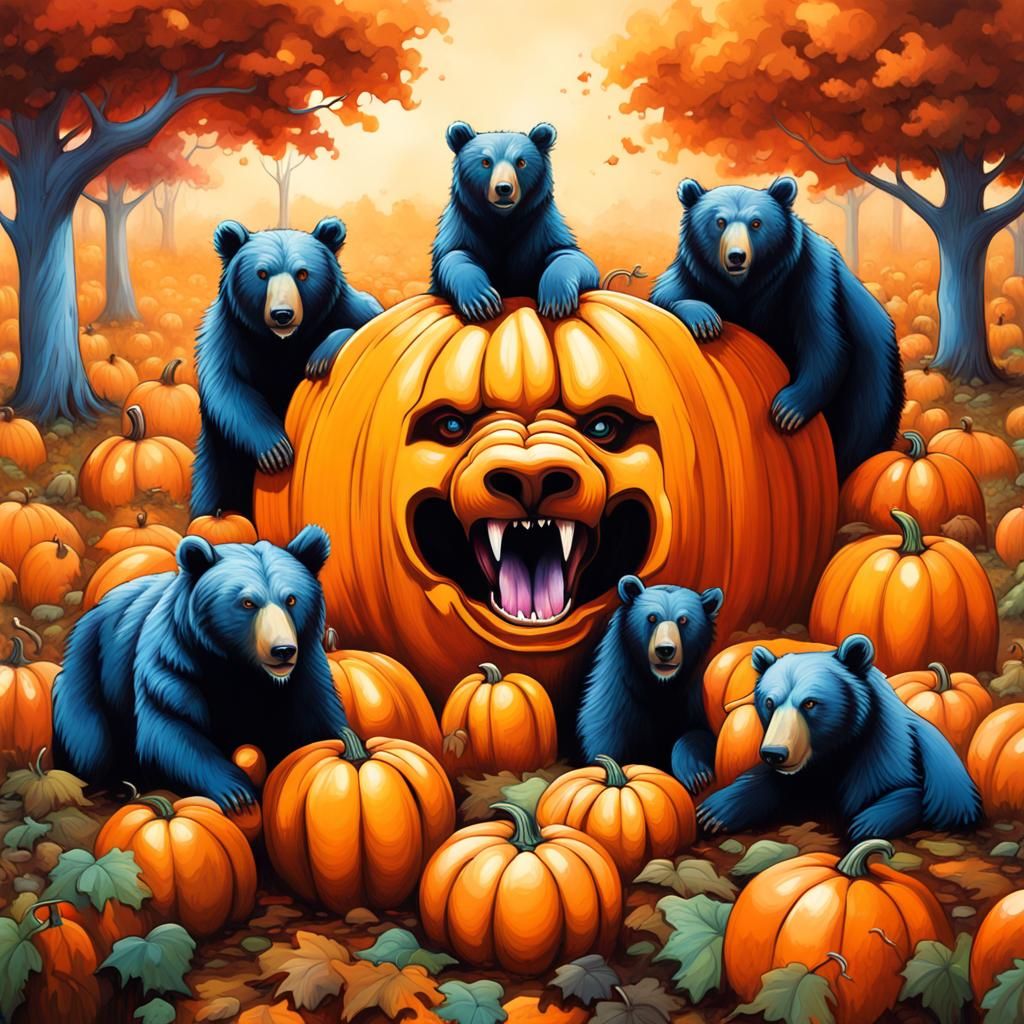 Bears Concealed in Pumpkin Patch Graffiti Art