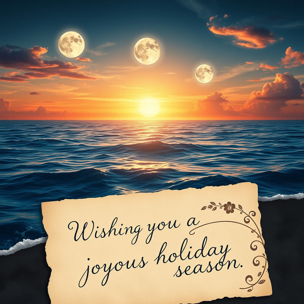 Otherworldly Sunset Holiday Card in Detailed Realism