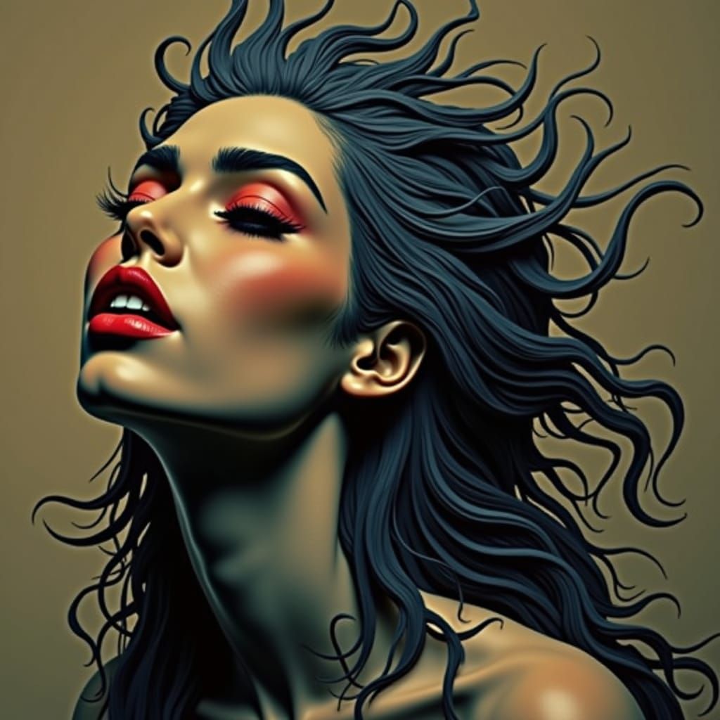 Expressive Sculpture of Glory in Red Tones