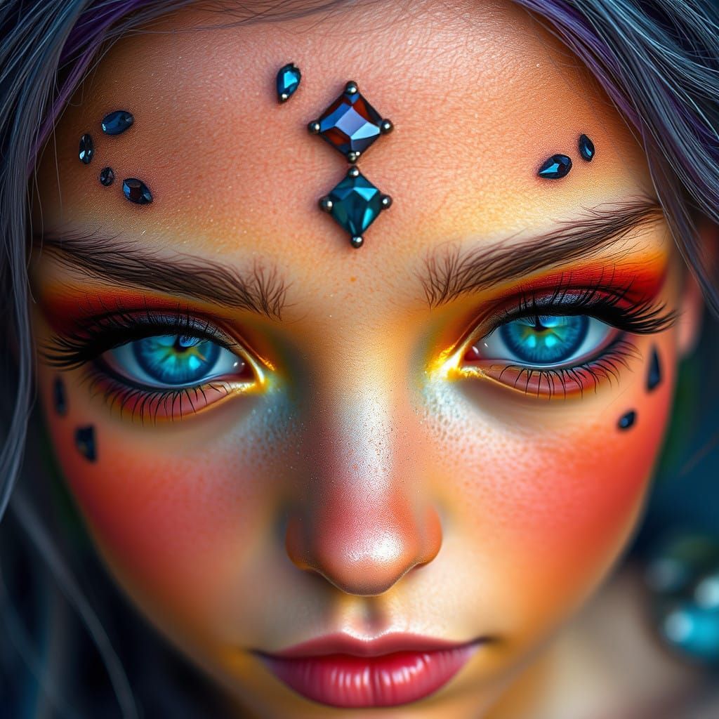 Enchanted Fairy with Rainbow Skin and Sapphires