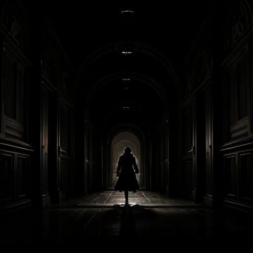 Silhouette of Child Warrior in Hallway