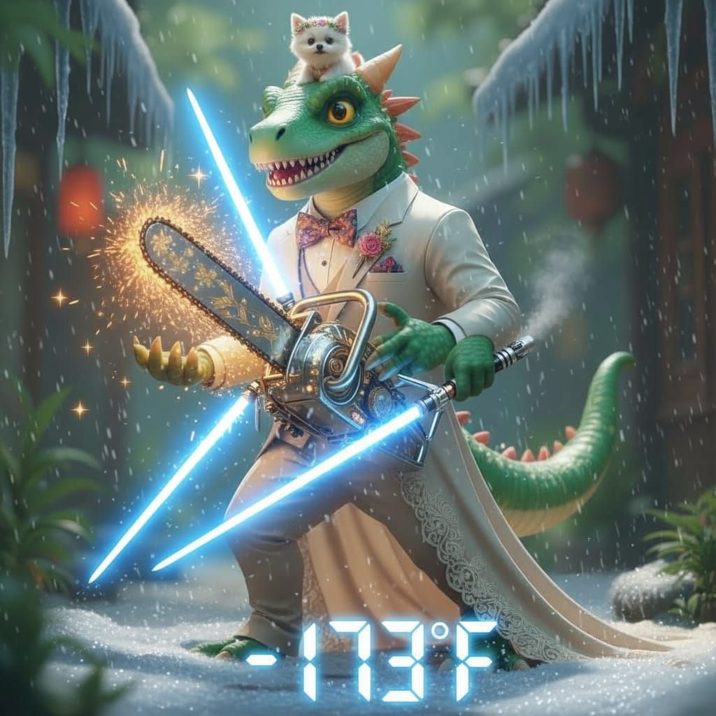 Humanoid Chimera with Glittering Skin, 3D Render