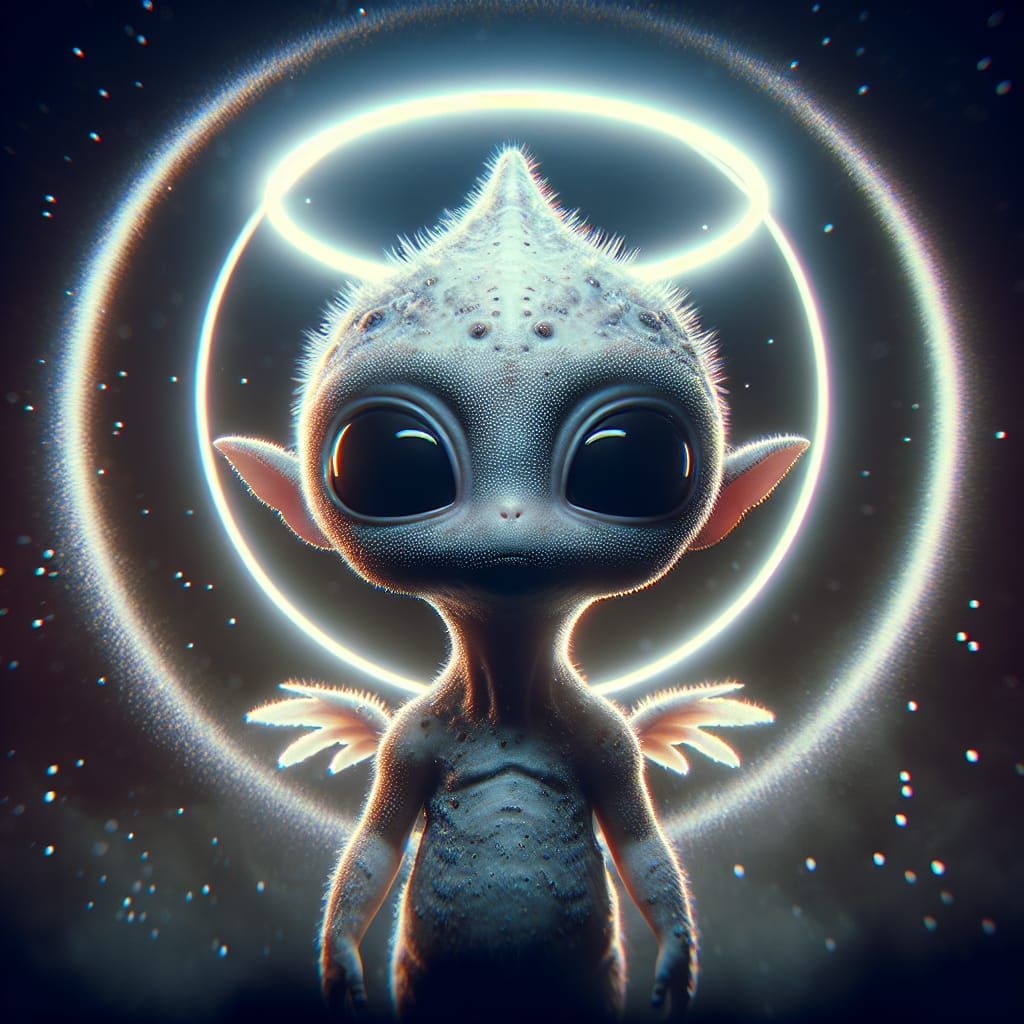Luminous Alien with Halo in Surreal Digital Art