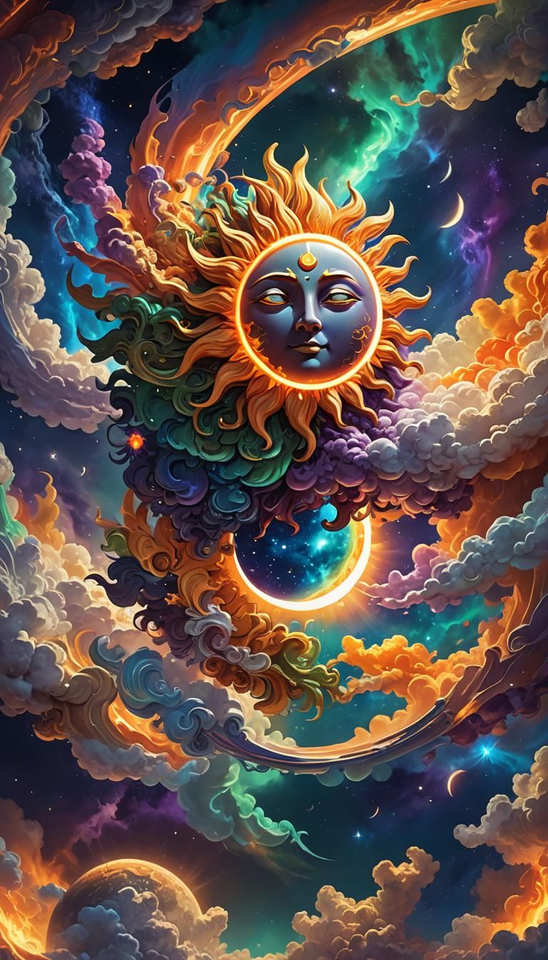 Sun and Moon Hybrid in Hyperrealistic Concept Art