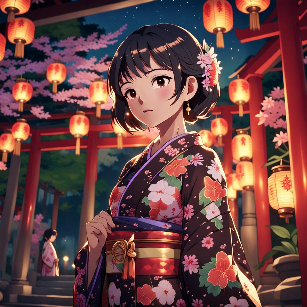 Thai Woman Attends Shrine Festival in Anime Style