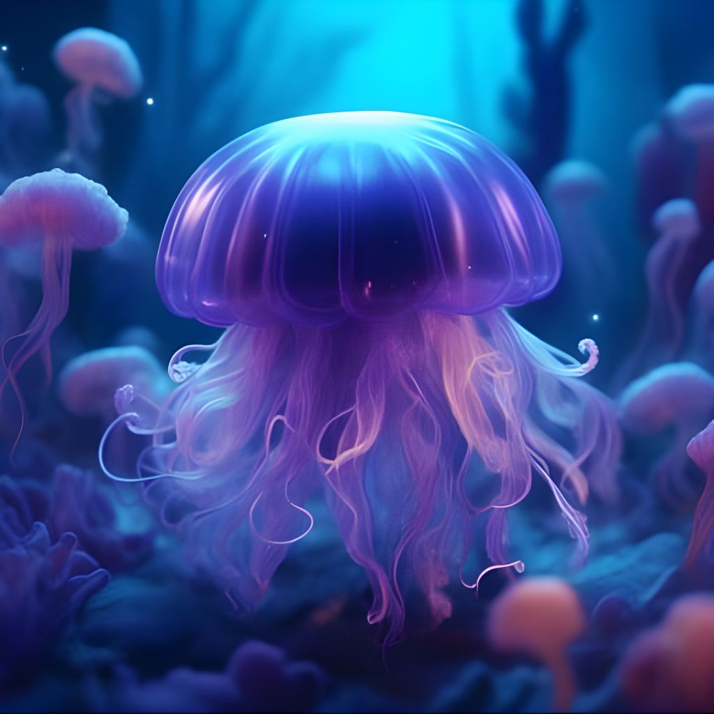 Purple Jellyfish in Simple AI Rendering
