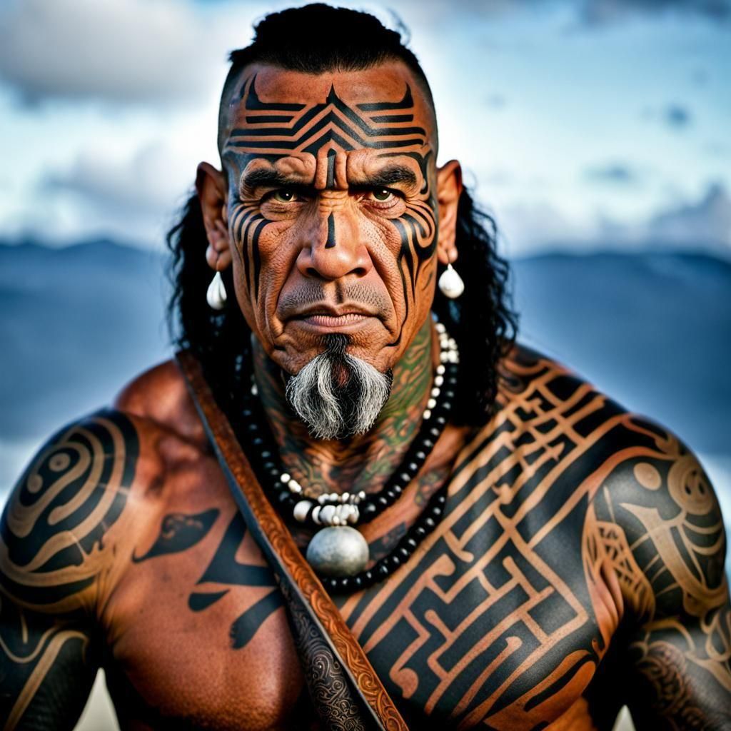 Portrait of a Māori warrior.