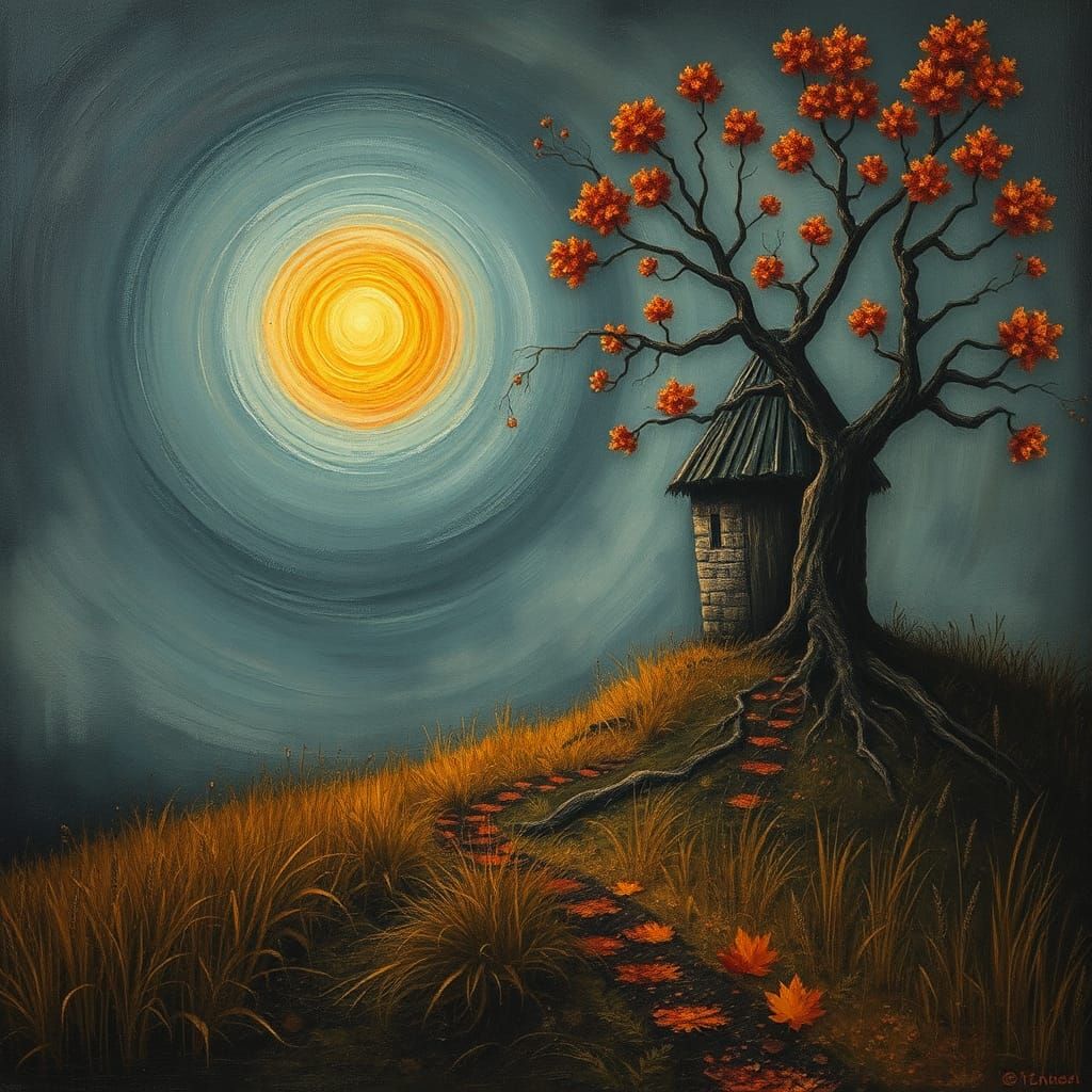 Surreal Autumn Landscape in Salvador Dali Style