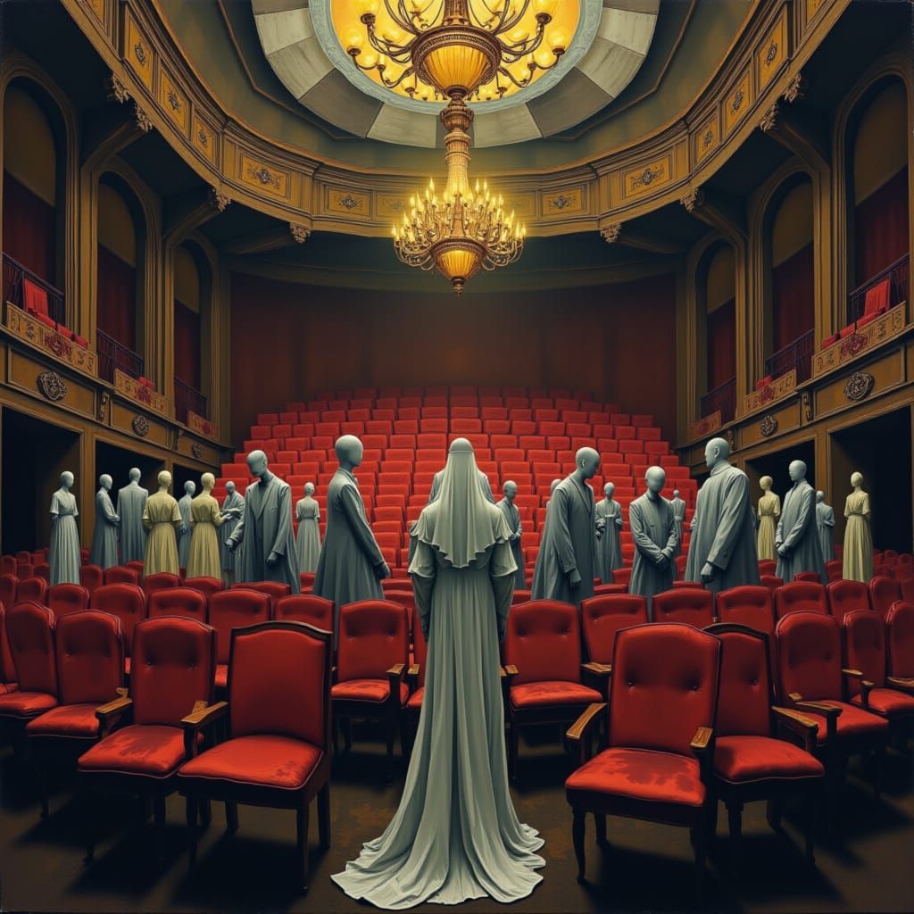 Ethereal Grief: Abandoned Opera Hall in Surrealism