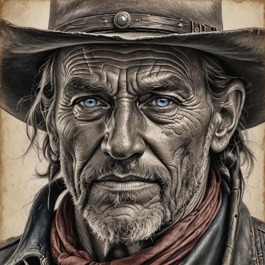 Old West Cowboy: Hyperrealistic Graphite Pencil Portrait