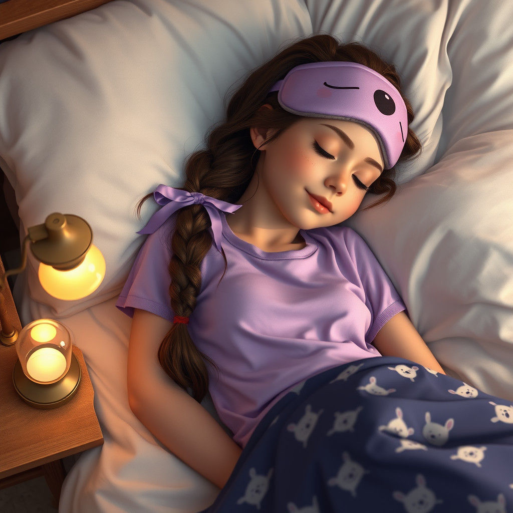 Girl Sleeping Peacefully with Kangaroo Pajamas