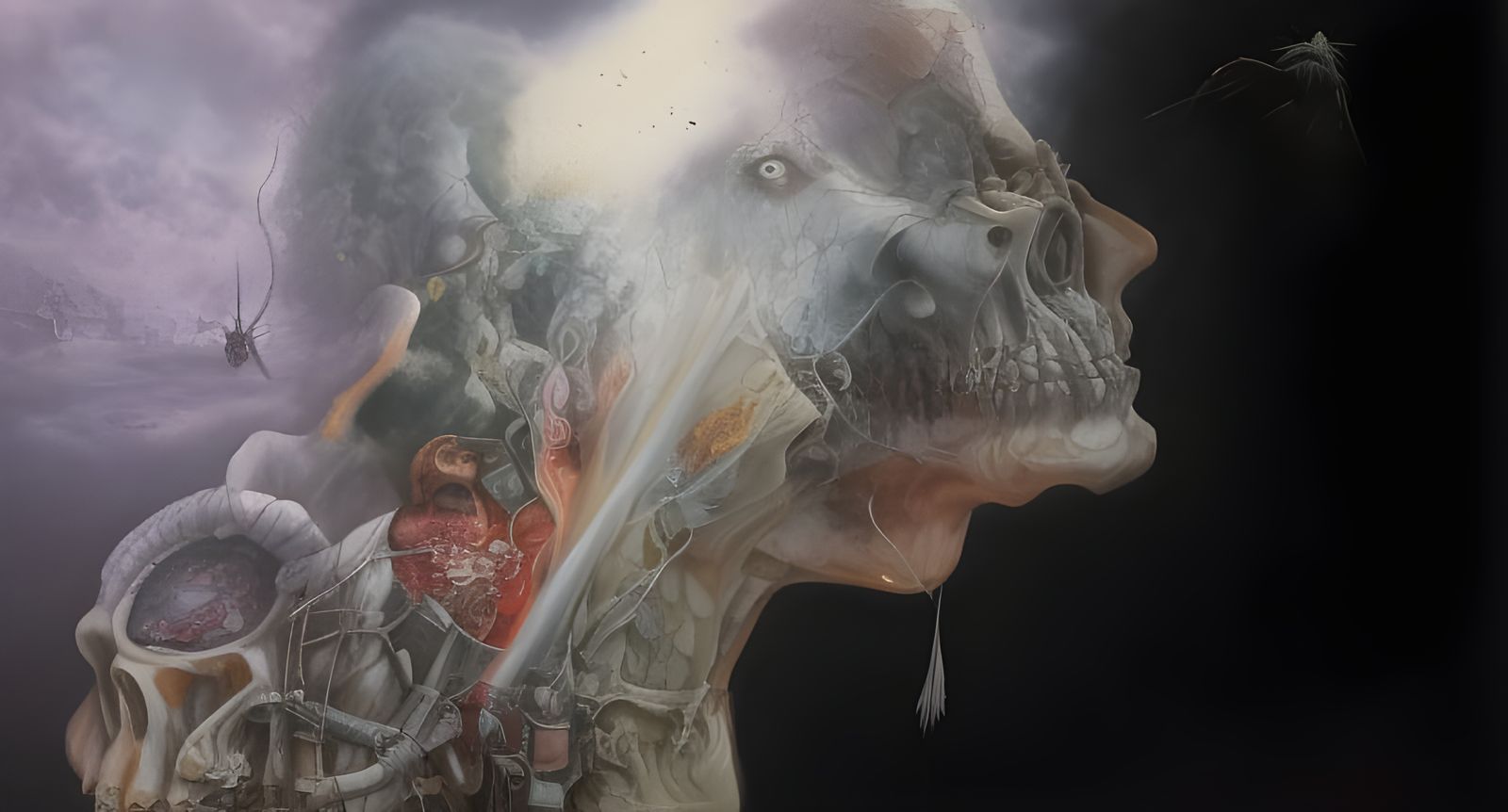 Fantastic Cityscape with Bizarre Creatures, Digital Art