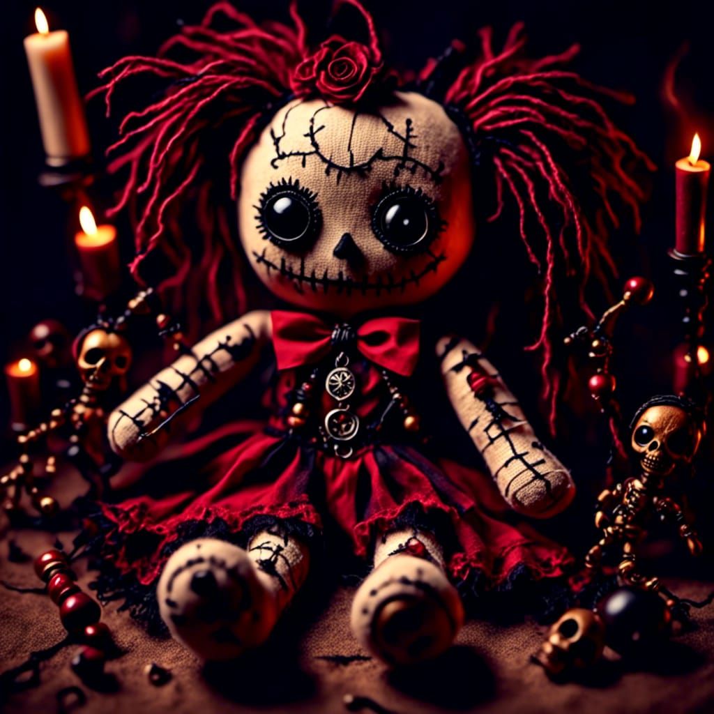 Stylized Voodoo Doll in Tribal Art Style