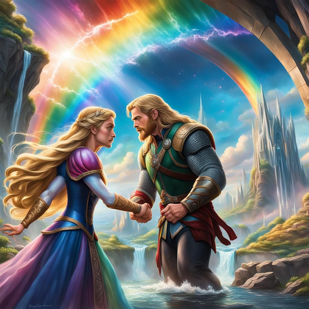 Thor and Rapunzel on the Bifrost Bridge