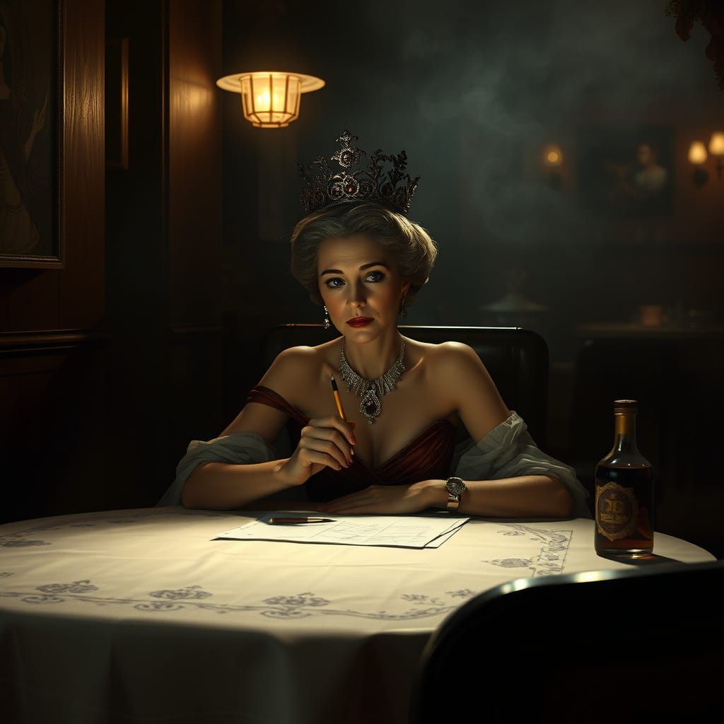 Queen Contemplates Jazz Club Scene as Digital Painting