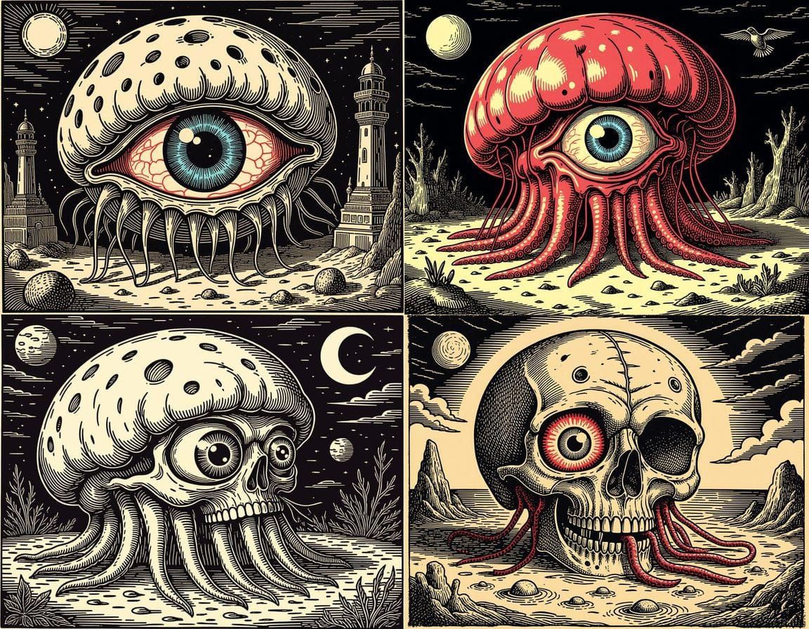 Horrific Mutant Organs in Stark Contrast Graphic Style