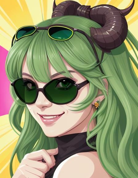 Smiling Devil Girl Portrait in Manga Style