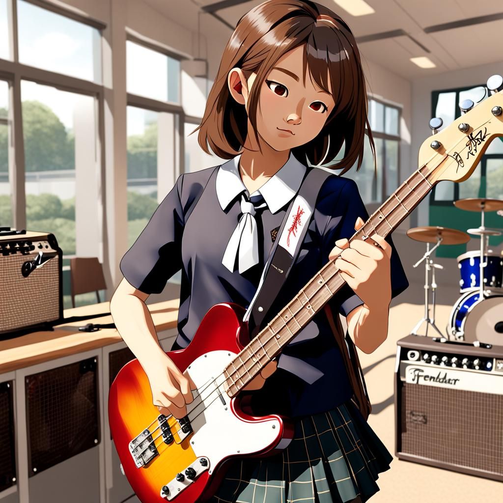 Anime Girl Plays Bass Guitar, Paprika Style