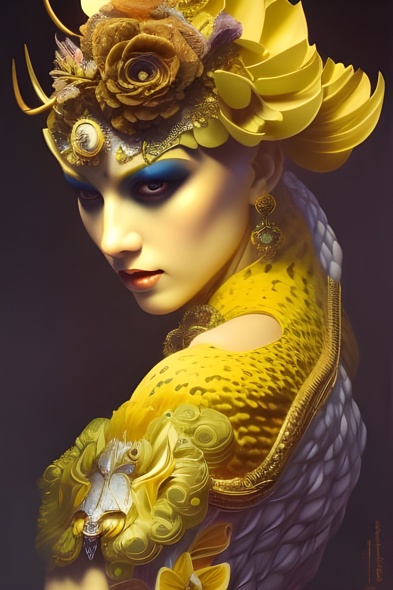 Psychedelic Tiger Goddess Portrait in Hyperrealistic Style