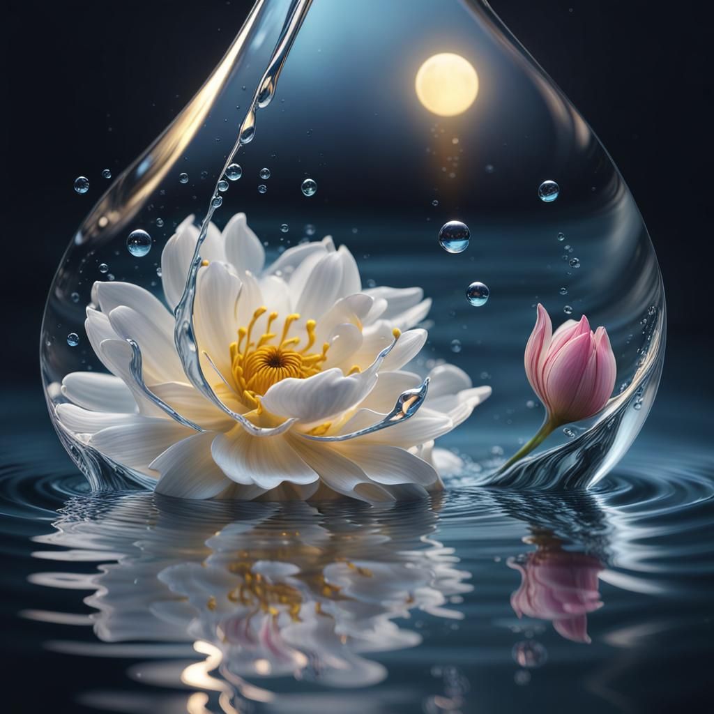 Magical Water Flowers Reflecting Beauty of Water