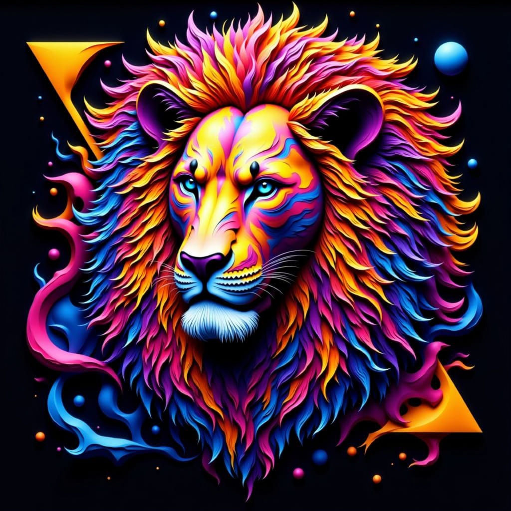 Lion Named Kabuko in Triangular Perspective