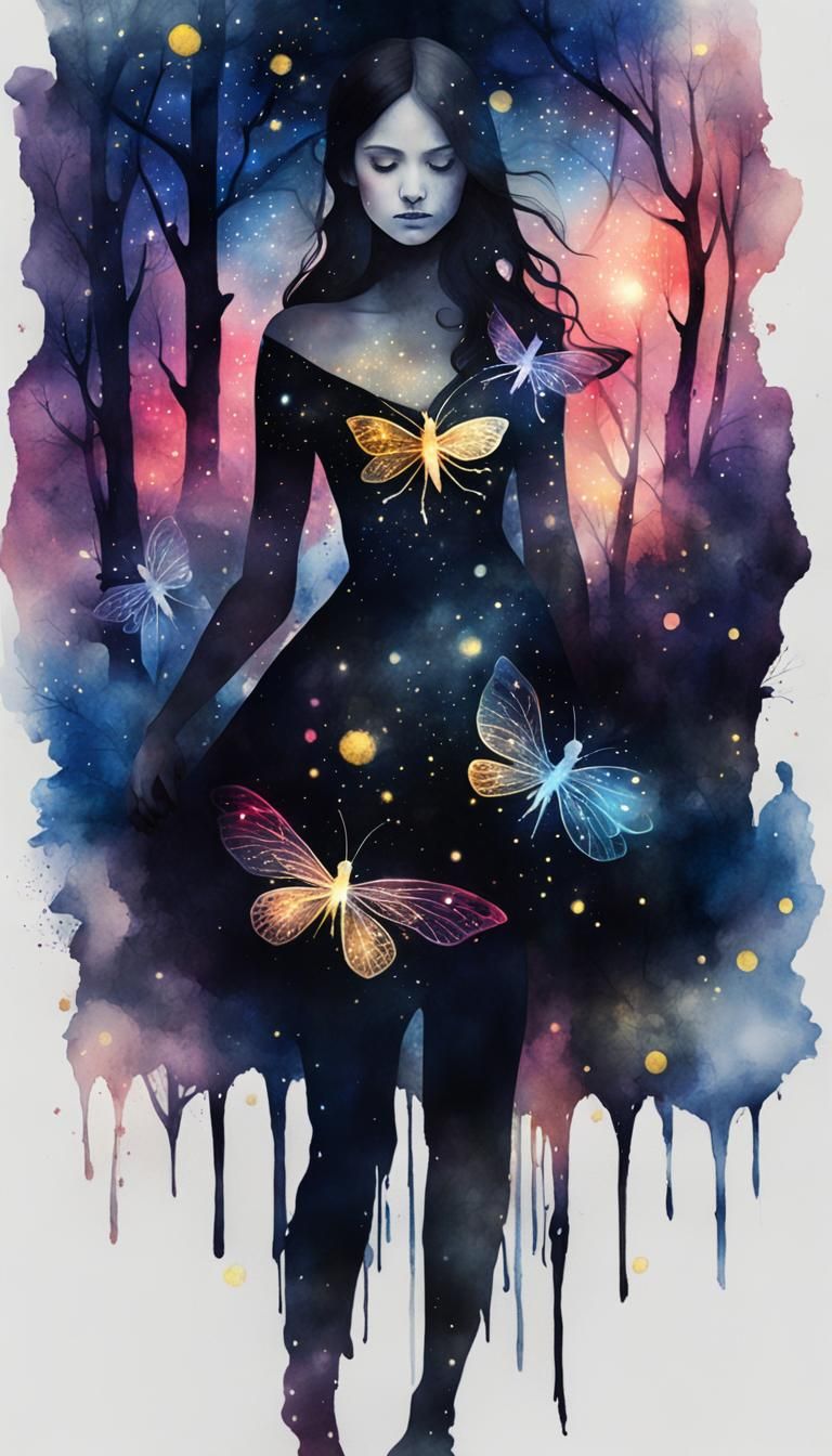 Mystical Double Exposure: Smokey Silhouette in Enchanted Woo...