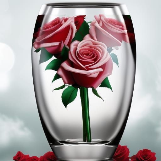 Red and White Rose in Anime Style