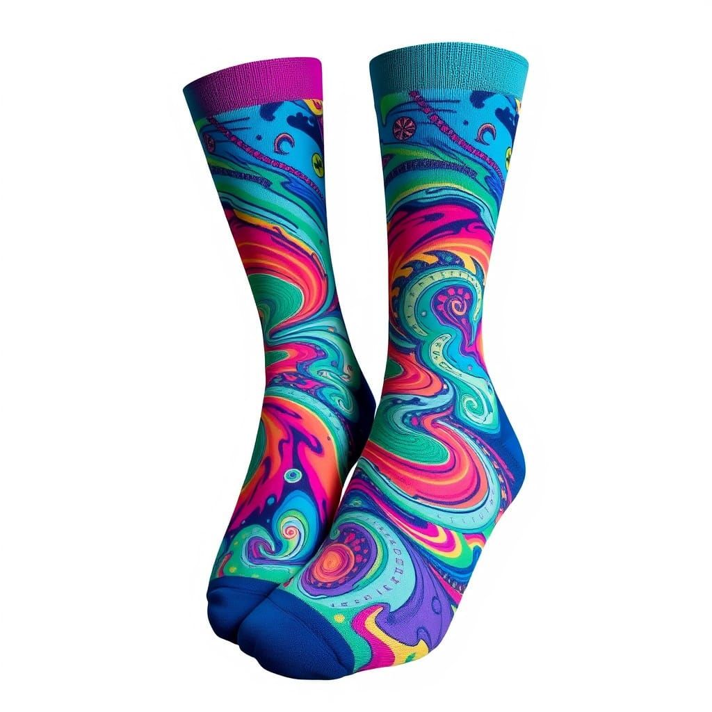 Psychedelic Socks with Swirling Patterns