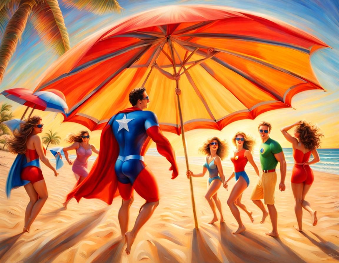 Superhero on beach
