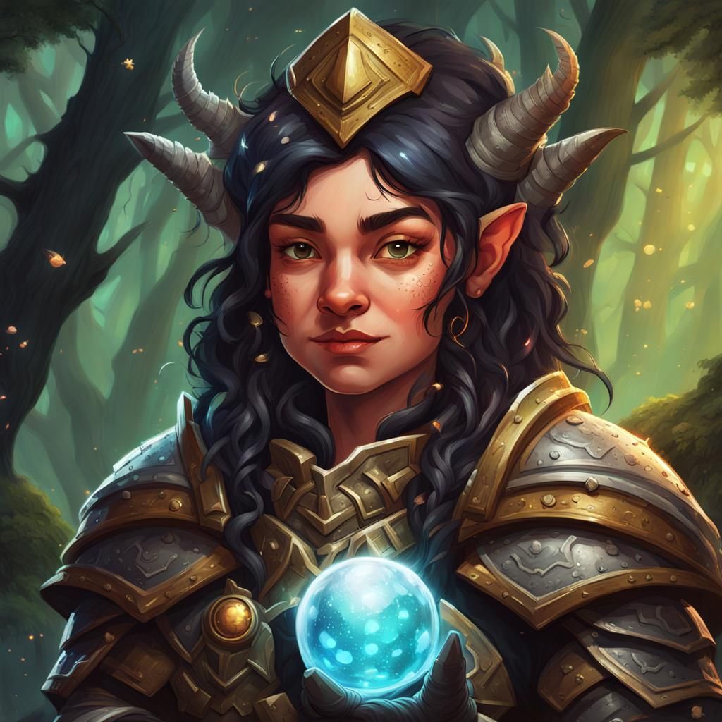 Armored Dwarf Witch with Magic Orb