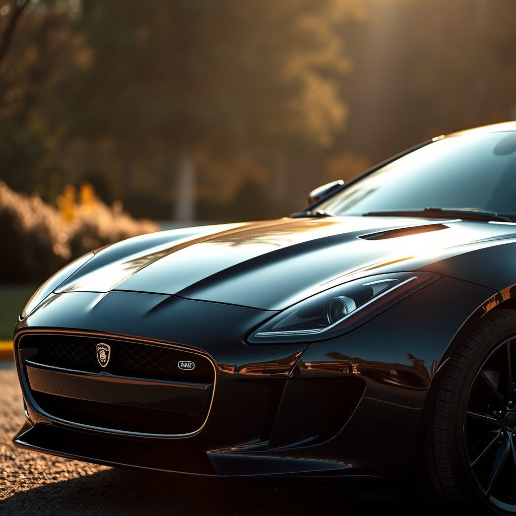 Sleek Black Jaguar: Automotive Photography Masterpiece