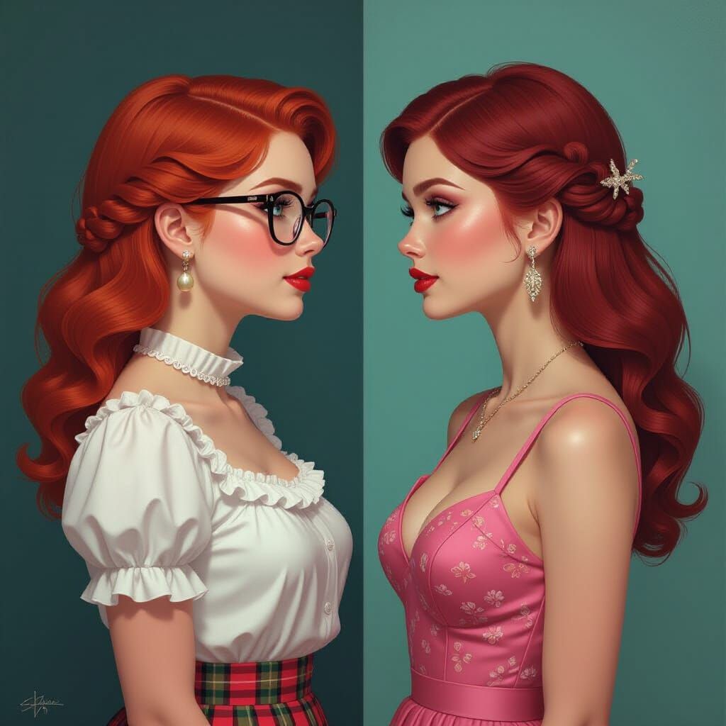 Contrasting Portraits in Detailed Matte Painting Style