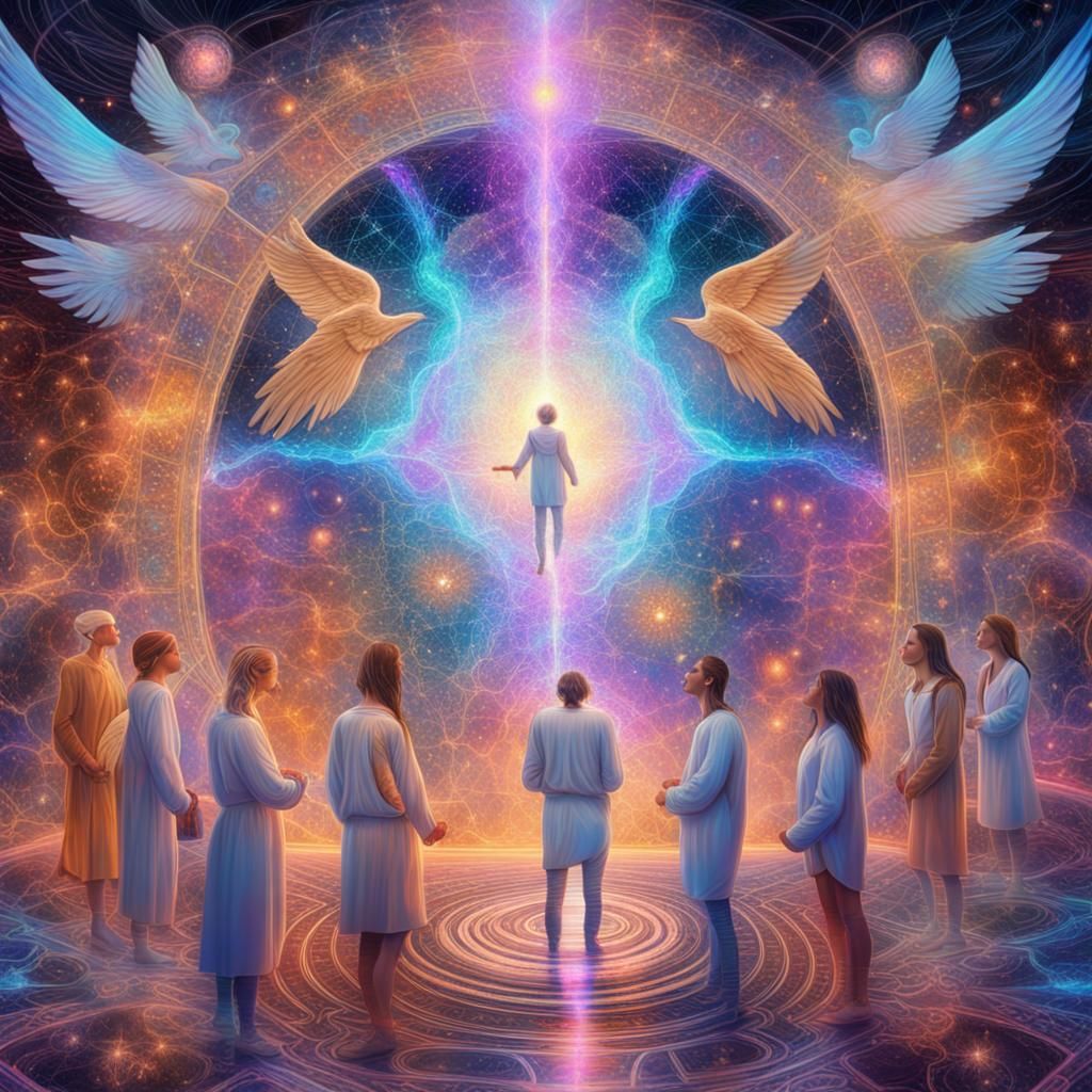 Angelic Quantum Mechanics in Astral Holographic Illustration