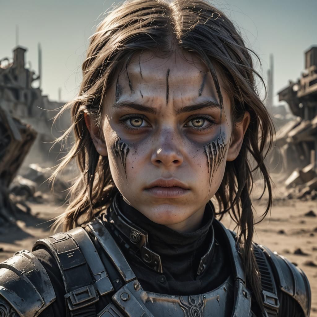 Dystopian Girl Portrait in a Post-Apocalyptic Wasteland