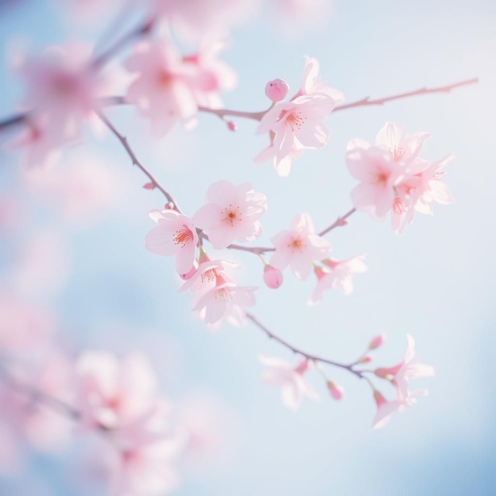 Ethereal Cherry Blossoms in Dreamy Double Exposure