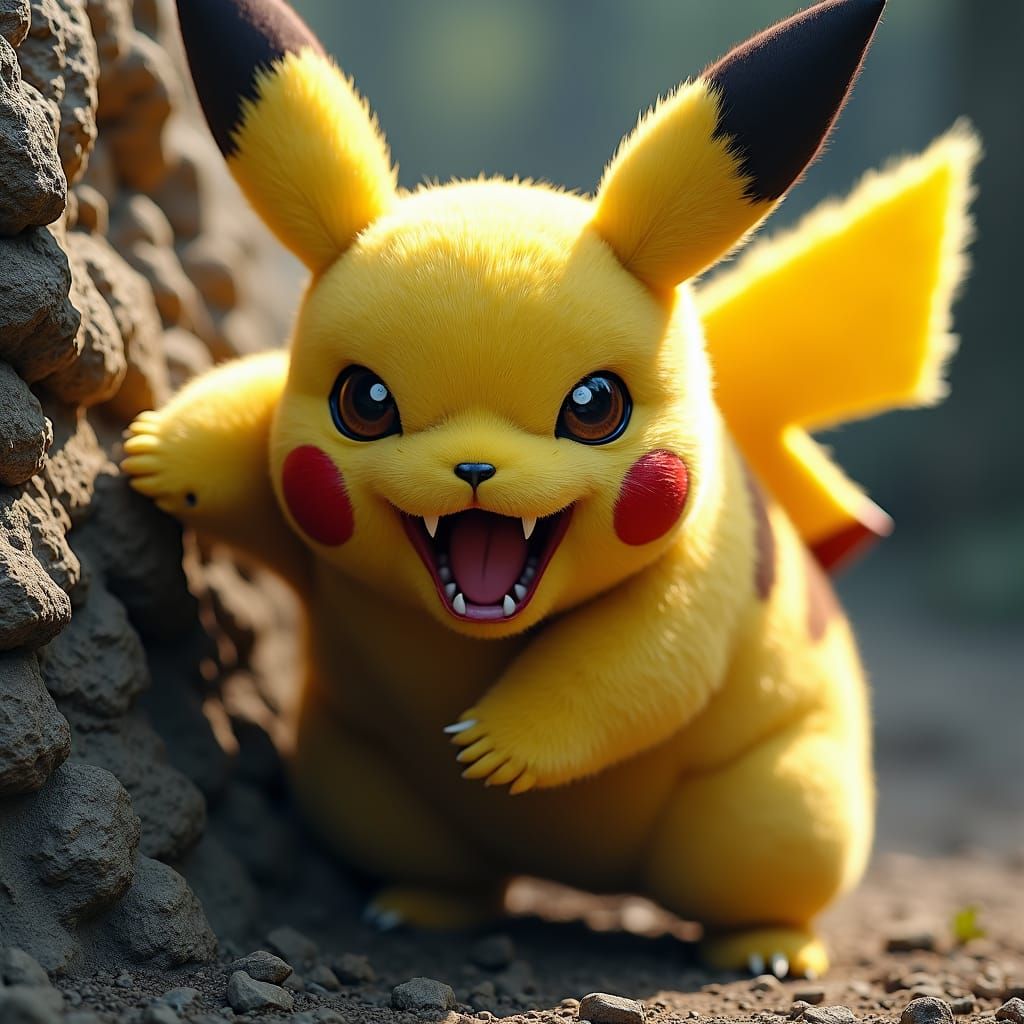 Menacing Carnivorous Pikachu Portrait in Wildlife Style