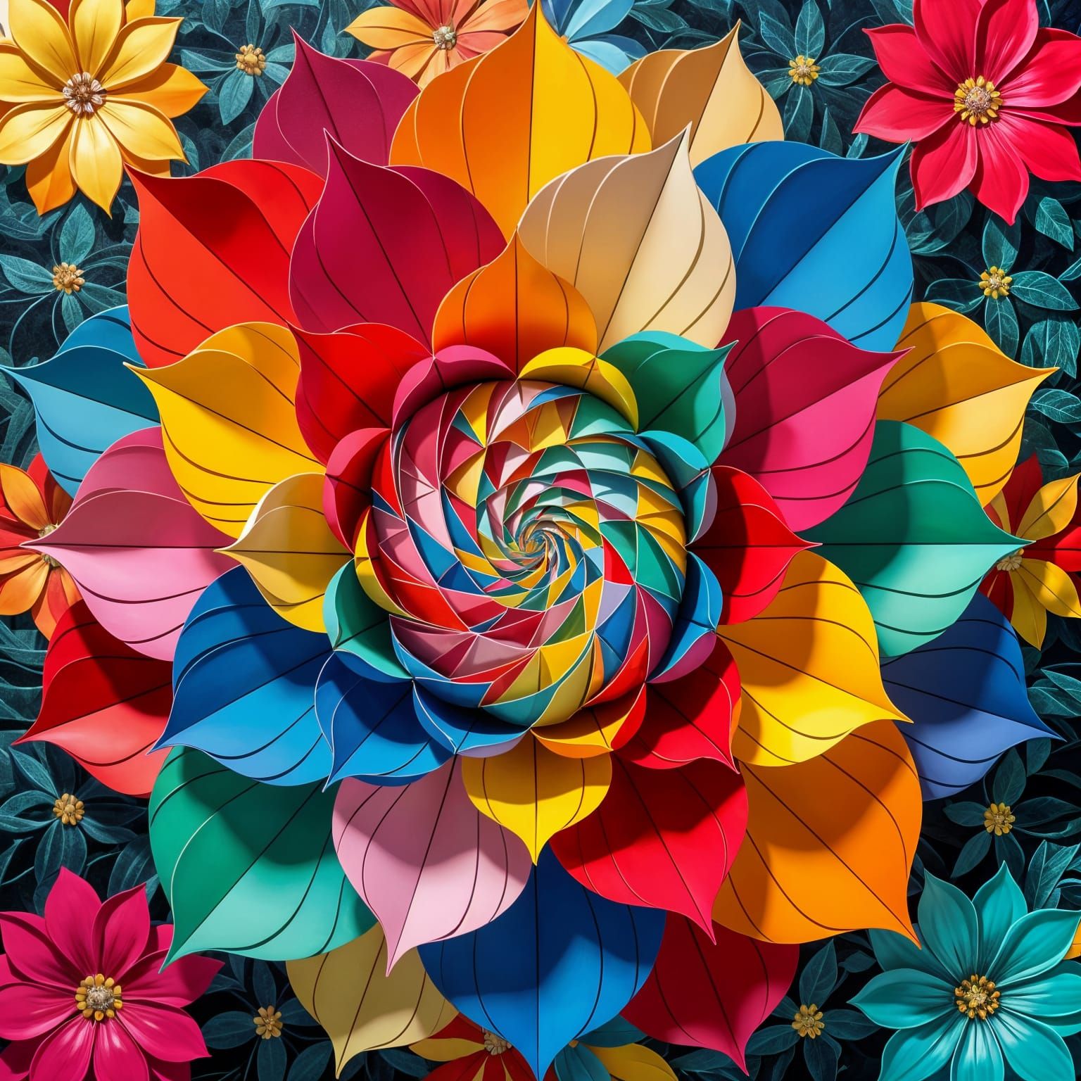 Kaleidoscope of Colorful Flower Petals