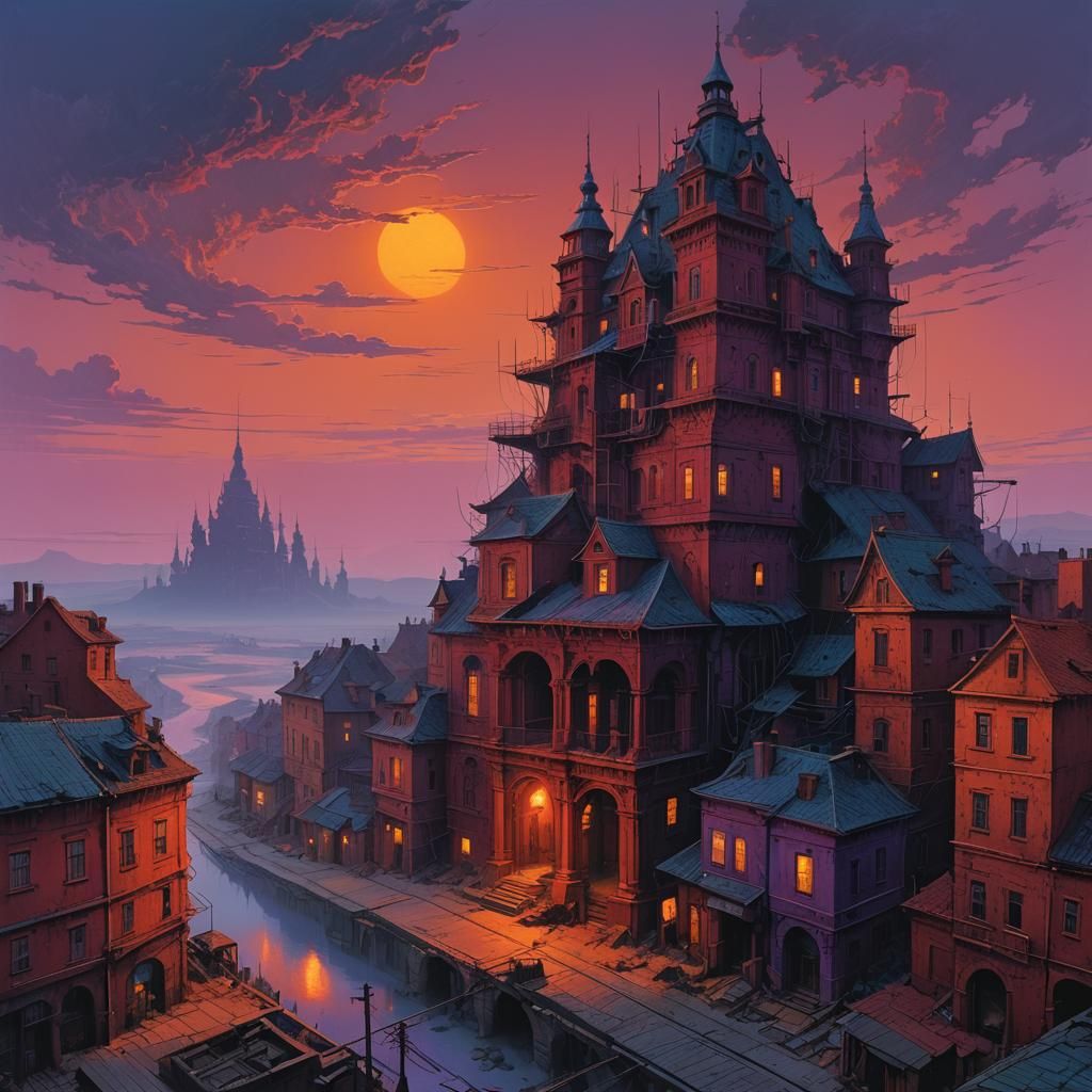 Mystical Realm with Ornate Architecture in Dreamscape