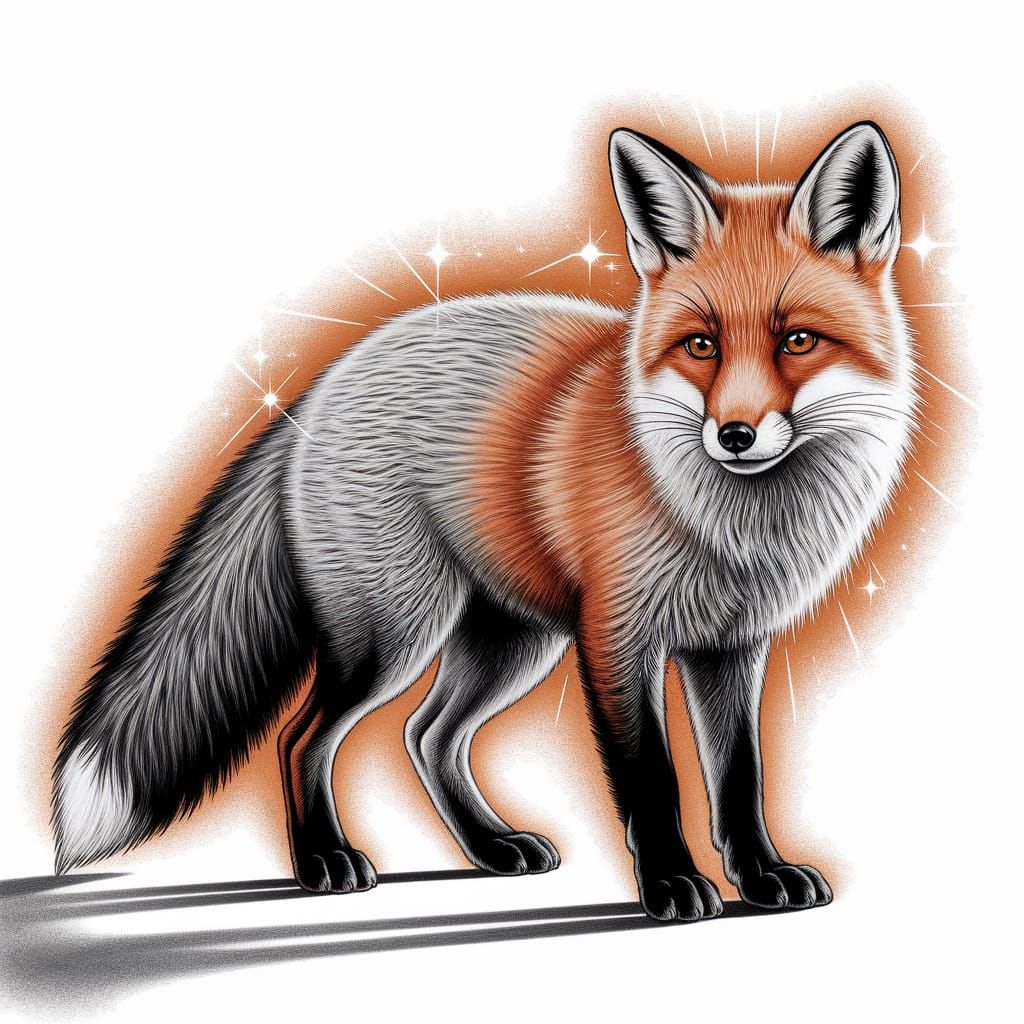 Exquisite Charcoal Drawing of a Fox in Warm Tones