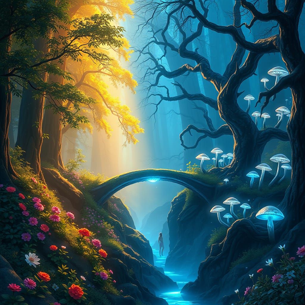 Bioluminescent Forest: Anime-Style Concept Art