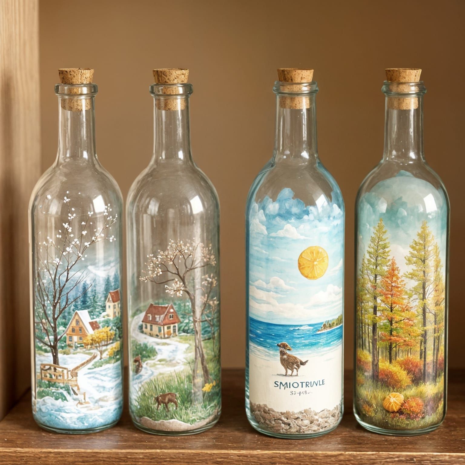 Impressionistic Watercolor Bottles Containing Seasons