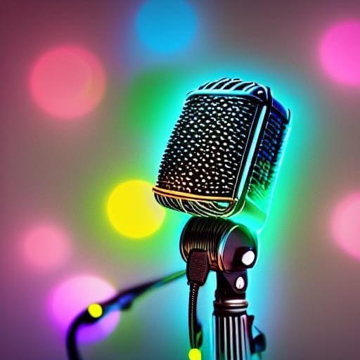 Neon Microphone: A Cyberpunk Style Illustration