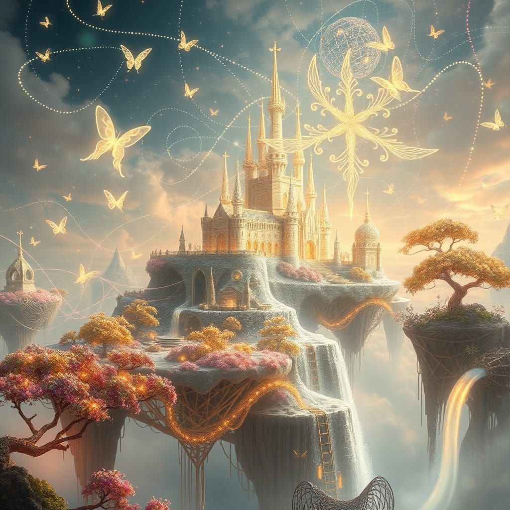 Ethereal String Islands in a Dreamlike Realm