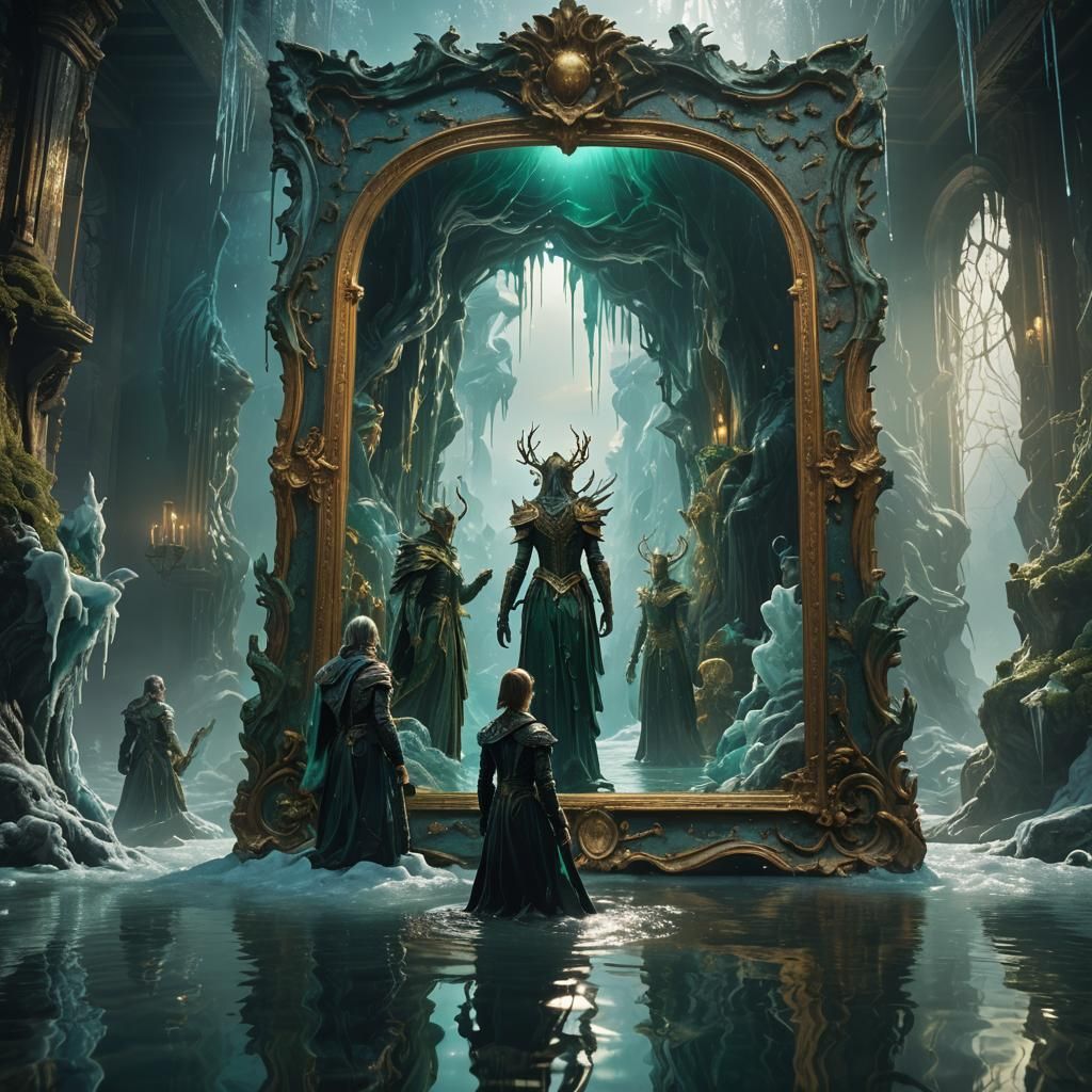 Mysterious Figures Emerge in Dark Fantasy Painting