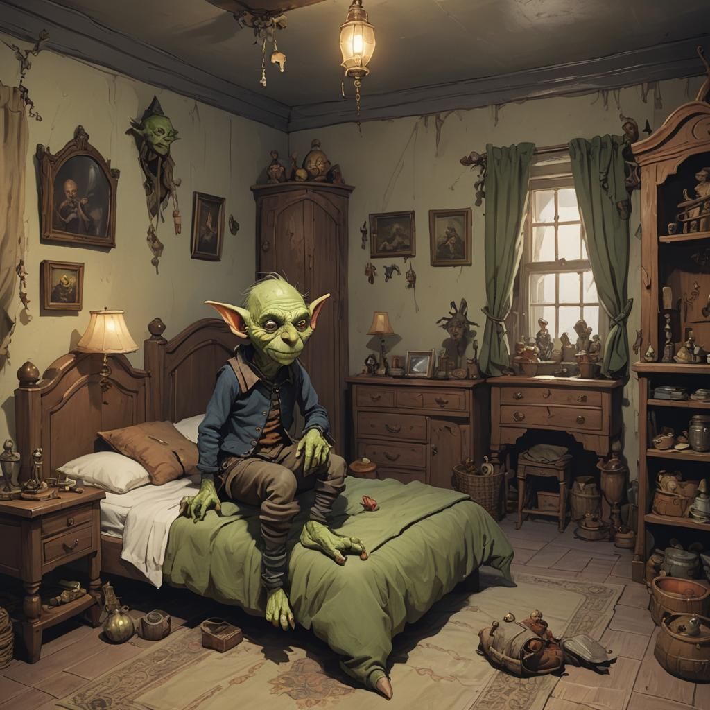 A Handsome Goblin Relaxing in His Room