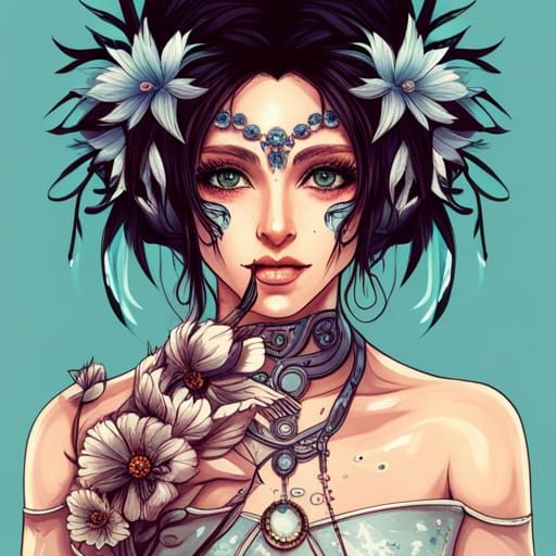 Anime Streamer Girl Portrait with Exquisite Headphones