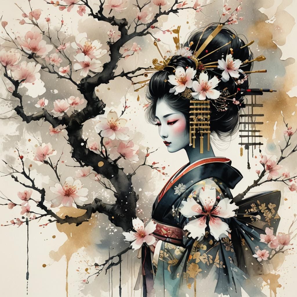 Ethereal Blossom Tree Geisha