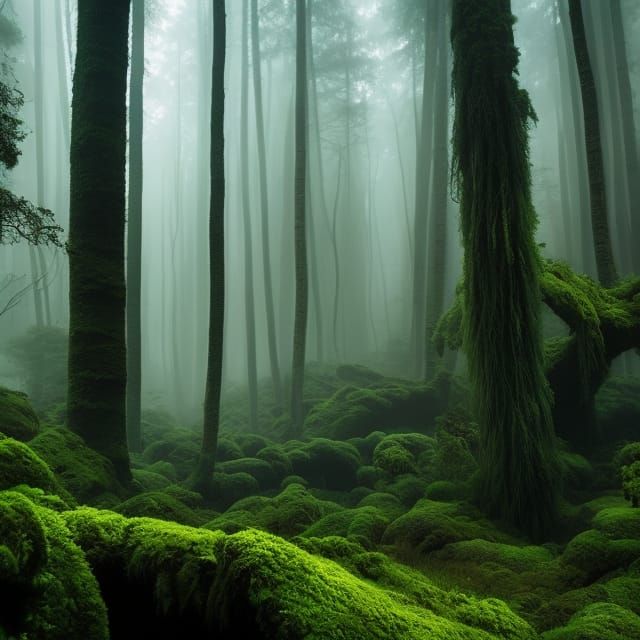 Eerie Forest Valley with Twisted Trees in 8K